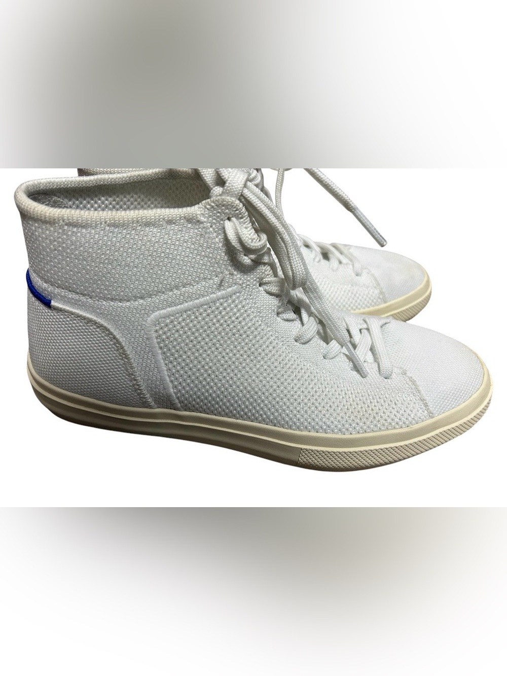 Rothy's The High Top Sneakers Womens 7 Knit Lace Up White Modern Casual Travel